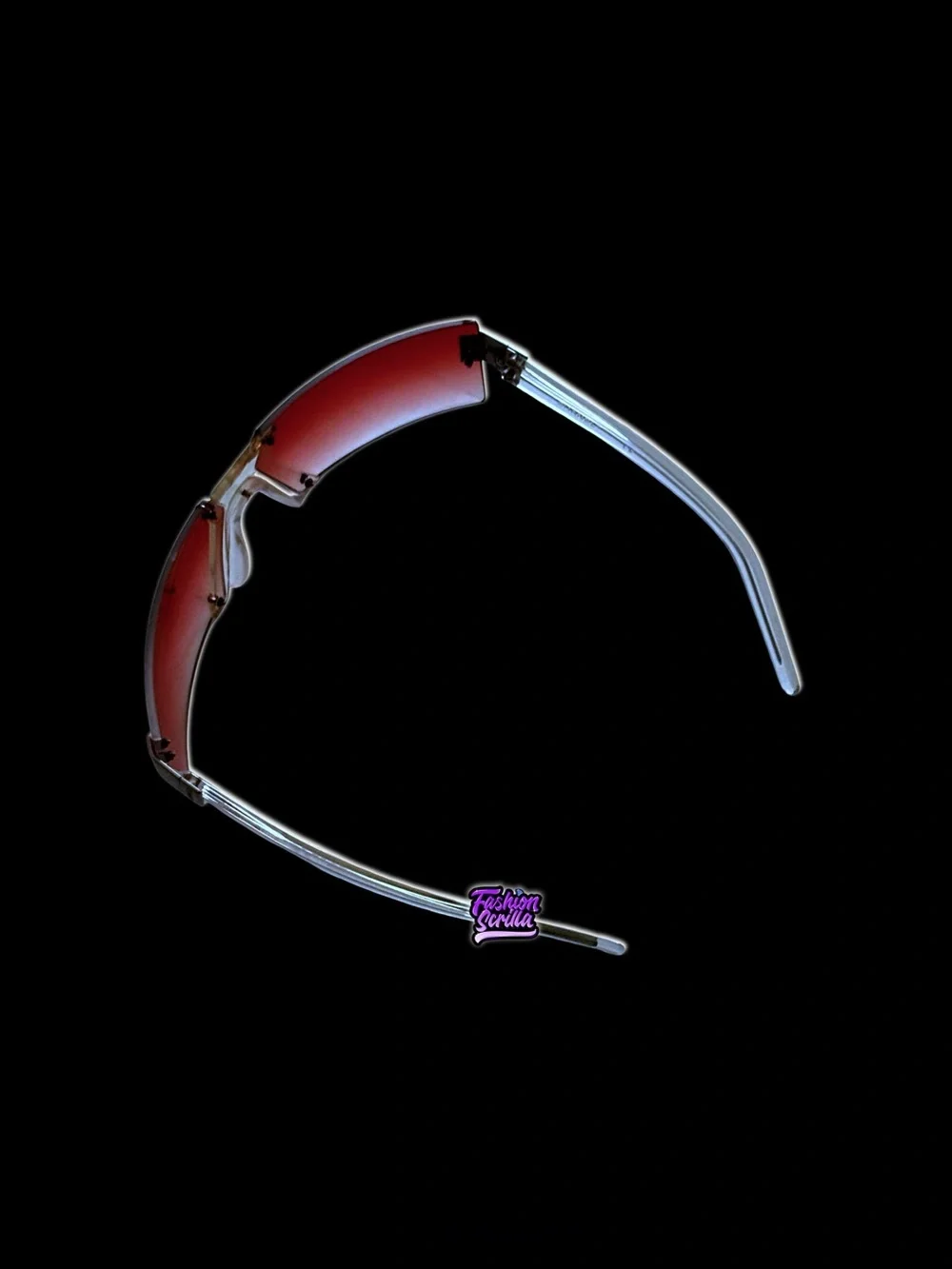 Vintage Chanel 2000s Rimless Wrap Around Y2K Neon Shield Translucent Sunglasses